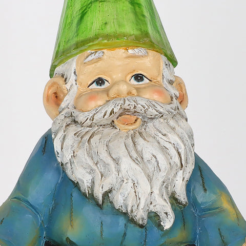 6*5.5*10.25''Sitting Gnome With Green Hat Table Décor W/Led Light