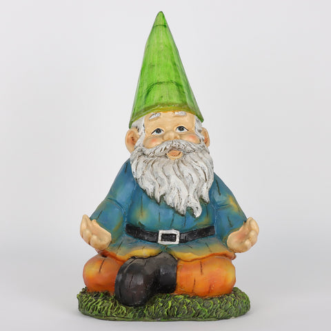 6*5.5*10.25''Sitting Gnome With Green Hat Table Décor W/Led Light