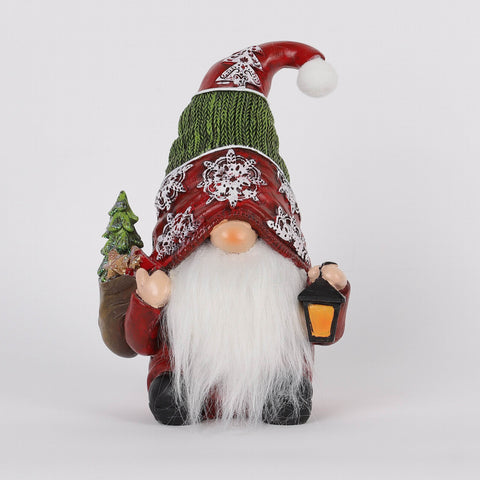 5*4*7.25‘’ Standing Resin Gnome Holding Lantern