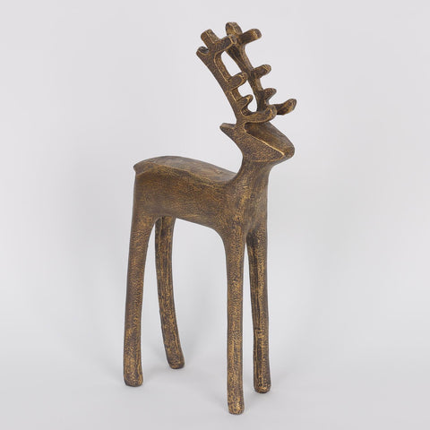 CHRISTMAS  9.45in H Blackened Brass Resin Deer