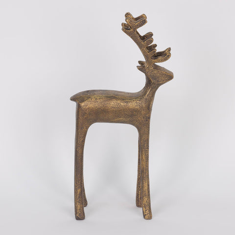 CHRISTMAS  9.45in H Blackened Brass Resin Deer