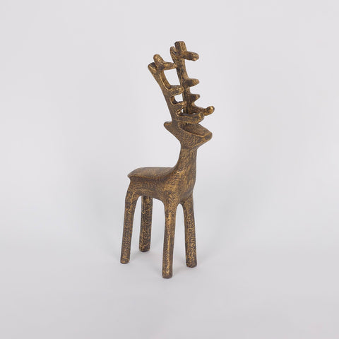 CHRISTMAS 7.68in H Blackened Brass Resin Deer