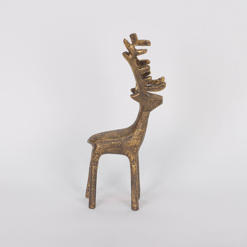 CHRISTMAS 7.68in H Blackened Brass Resin Deer
