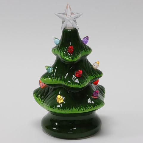 CHRISTMAS 6IN B/O MINI VINTAGE CERAMIC TREE - GREEN