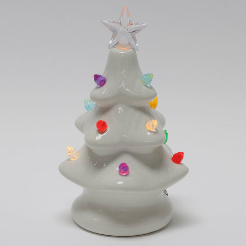 CHRISTMAS 6IN B/O MINI VINTAGE CERAMIC TREE - IVORY
