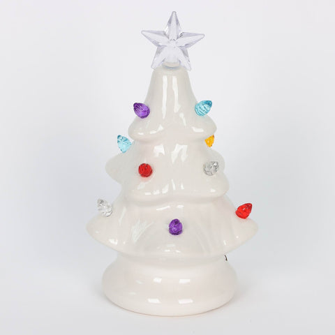 CHRISTMAS 6IN B/O MINI VINTAGE CERAMIC TREE - IVORY