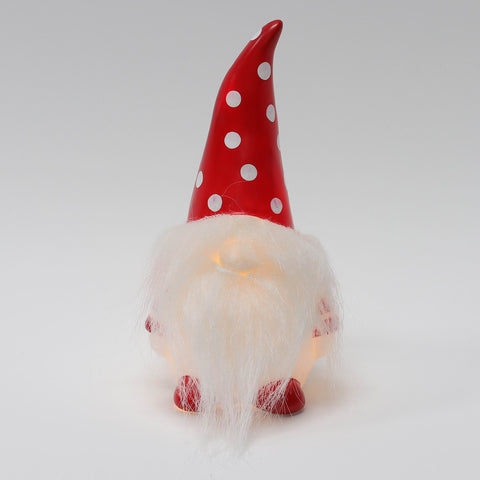 CHRISTMAS 6IN B/O LIGHT UP GNOME - POLKA DOTS HAT