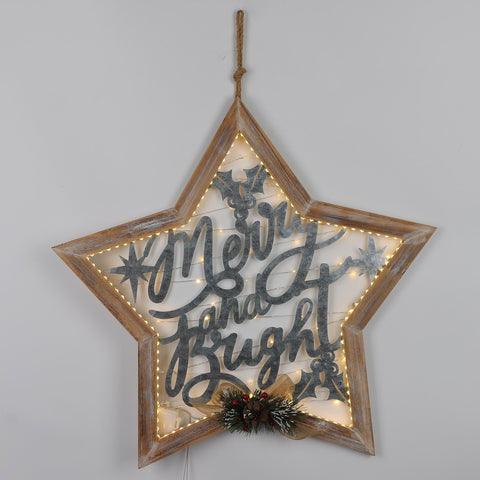 24*2.5*23'' Christmas Star With Wordings Wall Hanger Deor