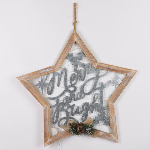24*2.5*23'' Christmas Star With Wordings Wall Hanger Deor