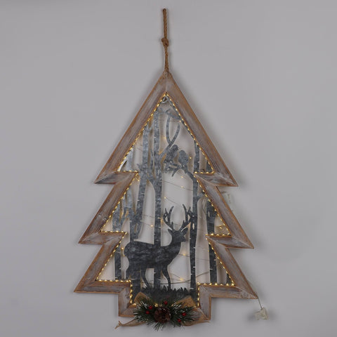 17.875*2*24'' Christmas Tree With Deer Wall Hanger Décor