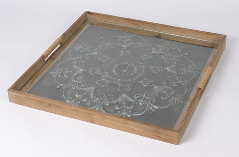 Plateau Métal/Bois 14''x14''x1.75''