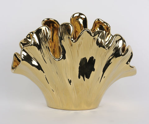 8.75''X5''X6.37''
Golden Ceramic Leaf Décor