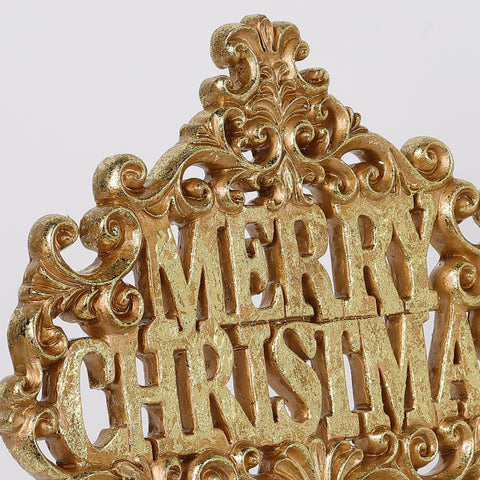 10.5X3.75X11.75 Inch Gold Merry Christmas Sign Table Décor