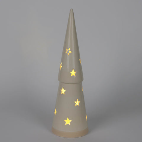 CHRISTMAS 12" B/O TIERED CERAMIC TREE - IVORY