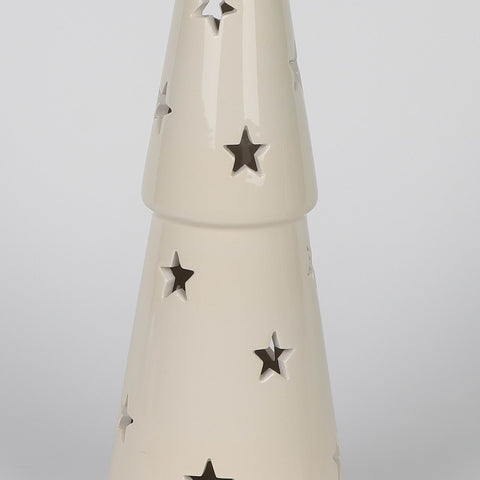 CHRISTMAS 12" B/O TIERED CERAMIC TREE - IVORY