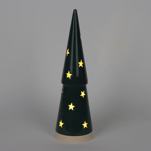 CHRISTMAS 12" B/O TIERED CERAMIC TREE - FOREST