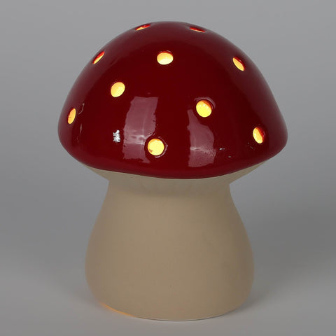 Christmas 4" B/O Ceramic Mushrooms - Red