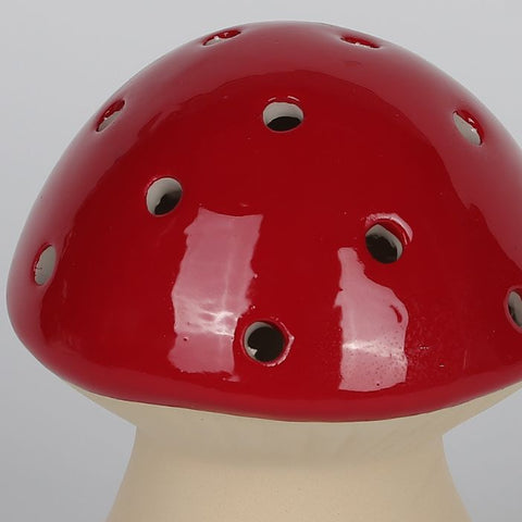 Christmas 4" B/O Ceramic Mushrooms - Red