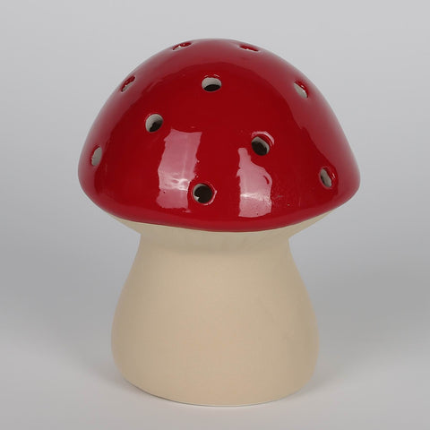 Christmas 4" B/O Ceramic Mushrooms - Red