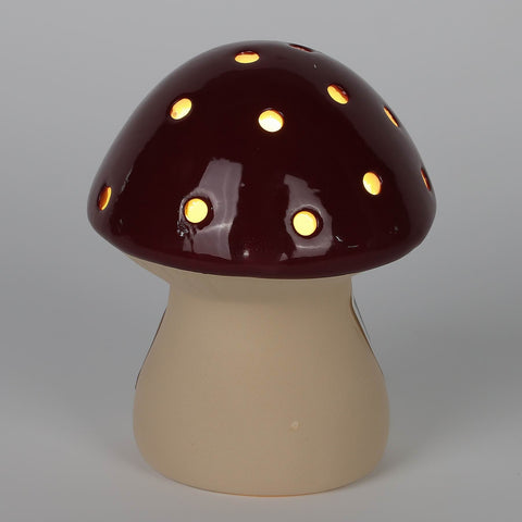 Christmas 4" B/O Ceramic Mushrooms - Burgundy