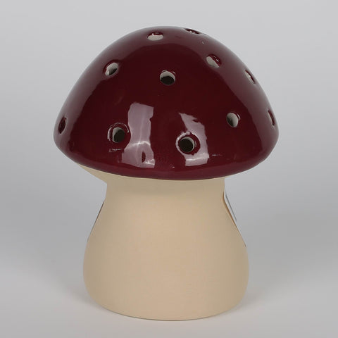 Christmas 4" B/O Ceramic Mushrooms - Burgundy