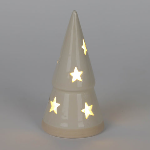 CHRISTMAS 2.75*5‘’B/O TIERED CERAMIC TREES - IVORY