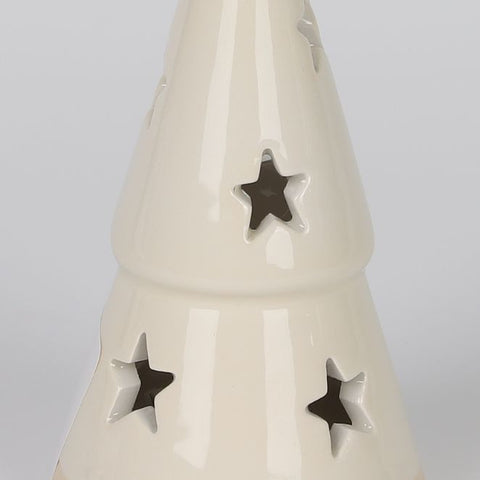 CHRISTMAS 2.75*5‘’B/O TIERED CERAMIC TREES - IVORY