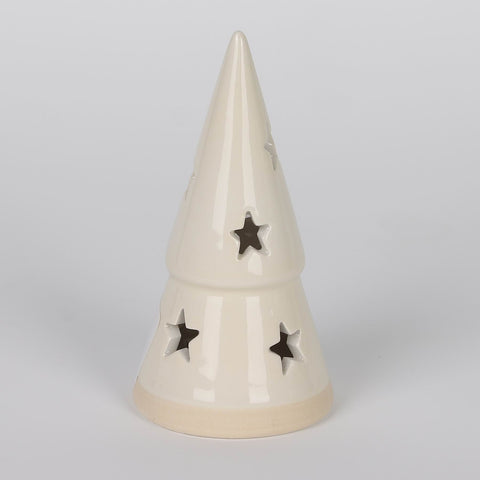 CHRISTMAS 2.75*5‘’B/O TIERED CERAMIC TREES - IVORY