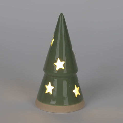 CHRISTMAS 2.75*5‘’B/O TIERED CERAMIC TREES - SAGE