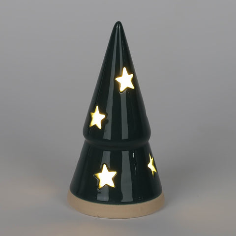 CHRISTMAS 2.75*5‘’B/O TIERED CERAMIC TREES - FOREST