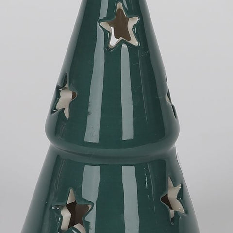 CHRISTMAS 2.75*5‘’B/O TIERED CERAMIC TREES - FOREST