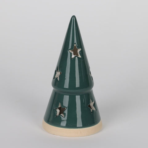 CHRISTMAS 2.75*5‘’B/O TIERED CERAMIC TREES - FOREST