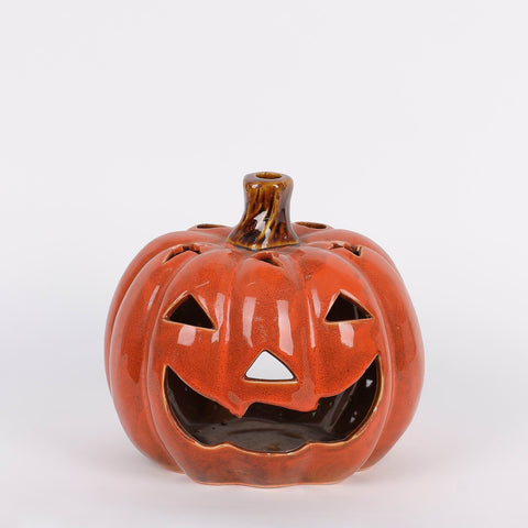 8IN HALLOWEEN PUMPKIN TEALIGHT HOLDER