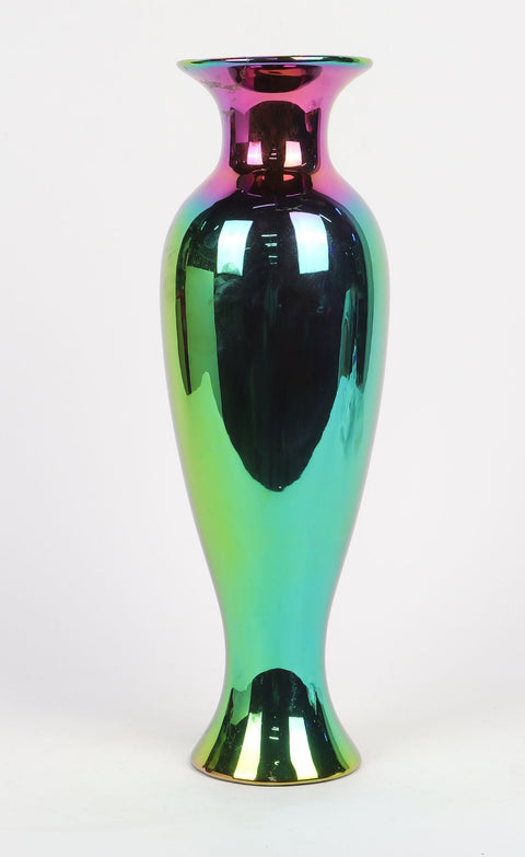 Iridescent Glass Vase Décor 4.25"L x12"H