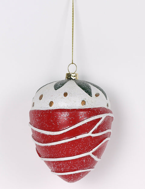 3.5 X 3.5 X 4.8"H Plastic Strawberry Ornament