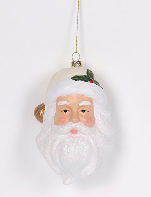 3.35 X 5.25"H Plastic Santa Head Ornament