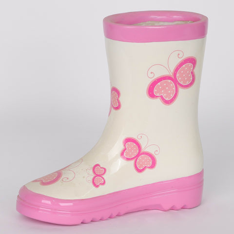 6*2.5*5.875‘’White W/ Butterfly Boot Décor