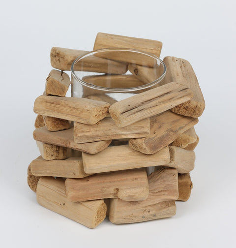 5.5*5 In Wood Chip Candle Holder