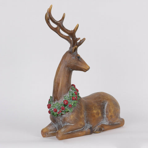 10.24*4.92*12.99 Inch Sitting Resin Deer Décor