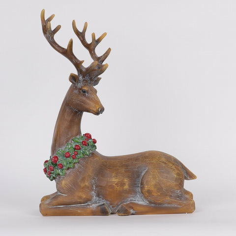 10.24*4.92*12.99 Inch Sitting Resin Deer Décor