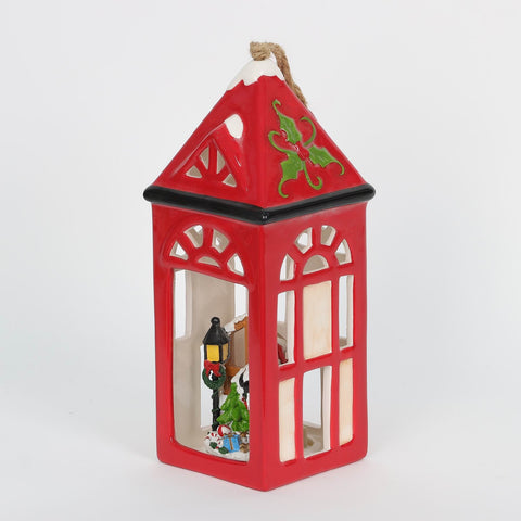9IN LIGHTED LANTERN W/SANTA