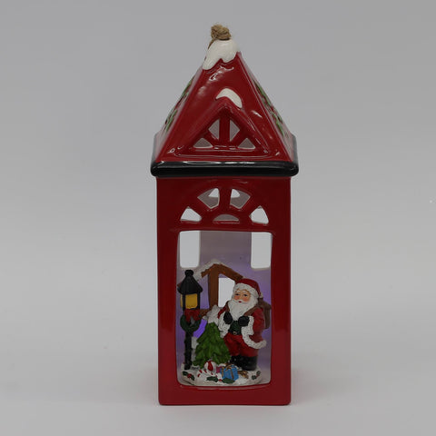 9IN LIGHTED LANTERN W/SANTA