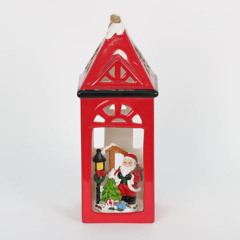 9IN LIGHTED LANTERN W/SANTA