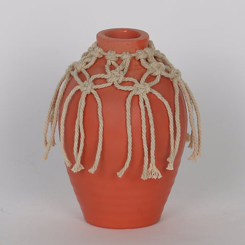 3*4.75‘’Orange-Red Ceramic Vase Décor