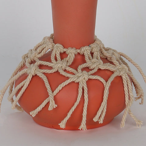 3.25*4.375‘’Orange-Red Ceramic Vase Décor
