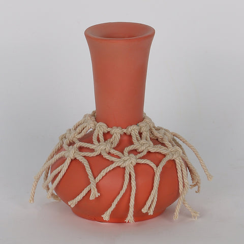 3.25*4.375‘’Orange-Red Ceramic Vase Décor