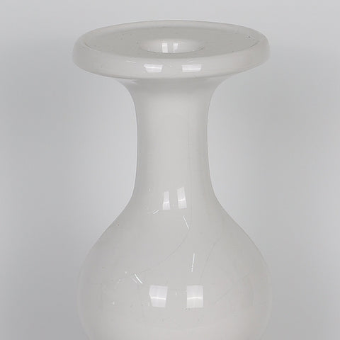 3.5*8.75‘’White Ceramic Vase With Purple Base Décor