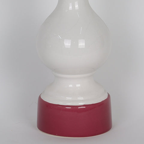 3.5*8.75‘’White Ceramic Vase With Purple Base Décor