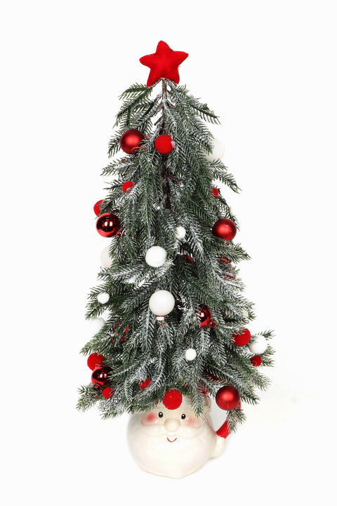 6 X 4 X 20.75"H Plastic Christmas Tree With Ceramic Santa Pot