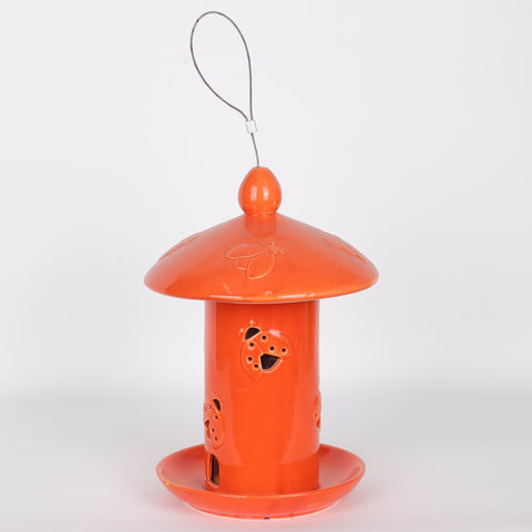 7*10''Orange Ceramic Bird Feeder